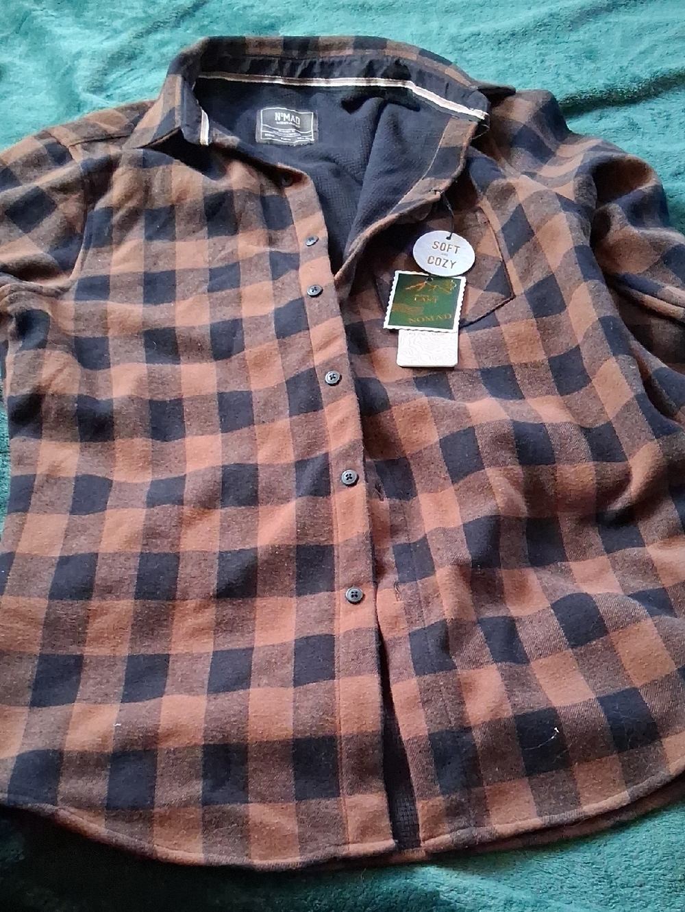 JEM Men’s Brown and Black Plaid Button-Down Shirt